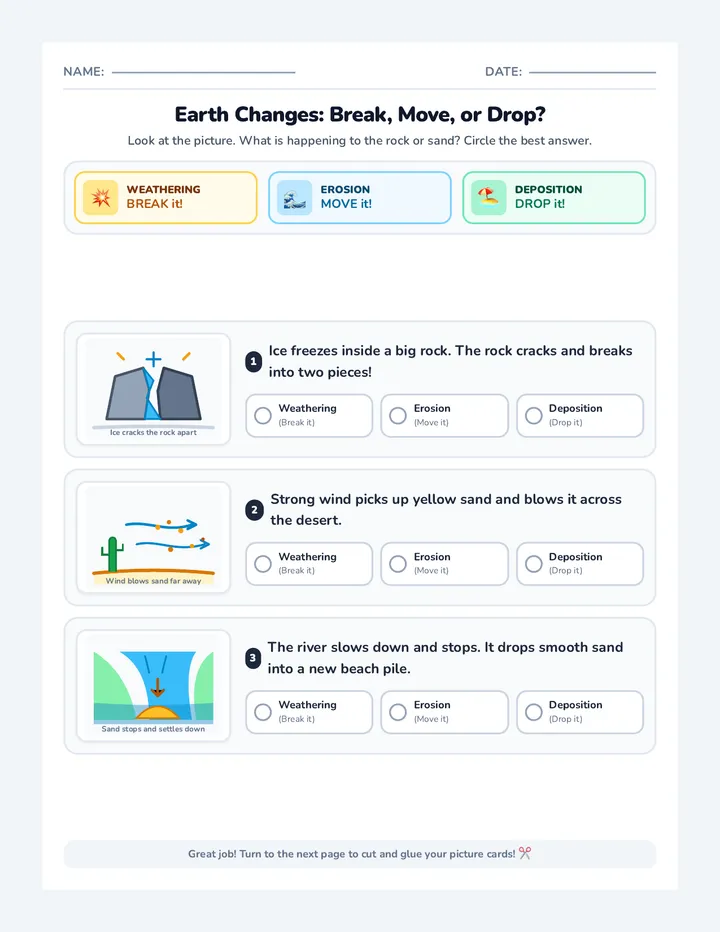 Break Move Drop Worksheet