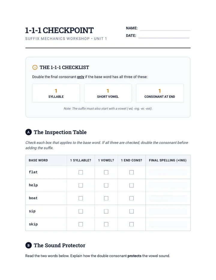 1-1-1 Checkpoint Worksheet