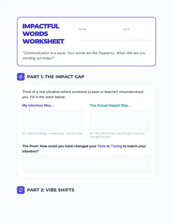 Impactful Words Worksheet