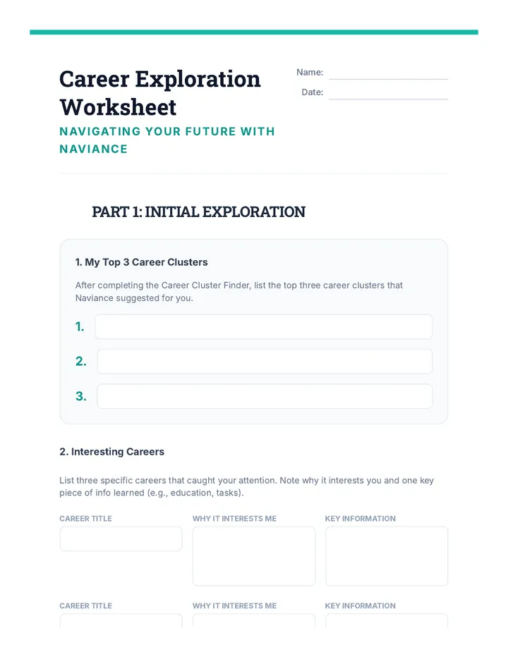 Career Exploration Worksheet
