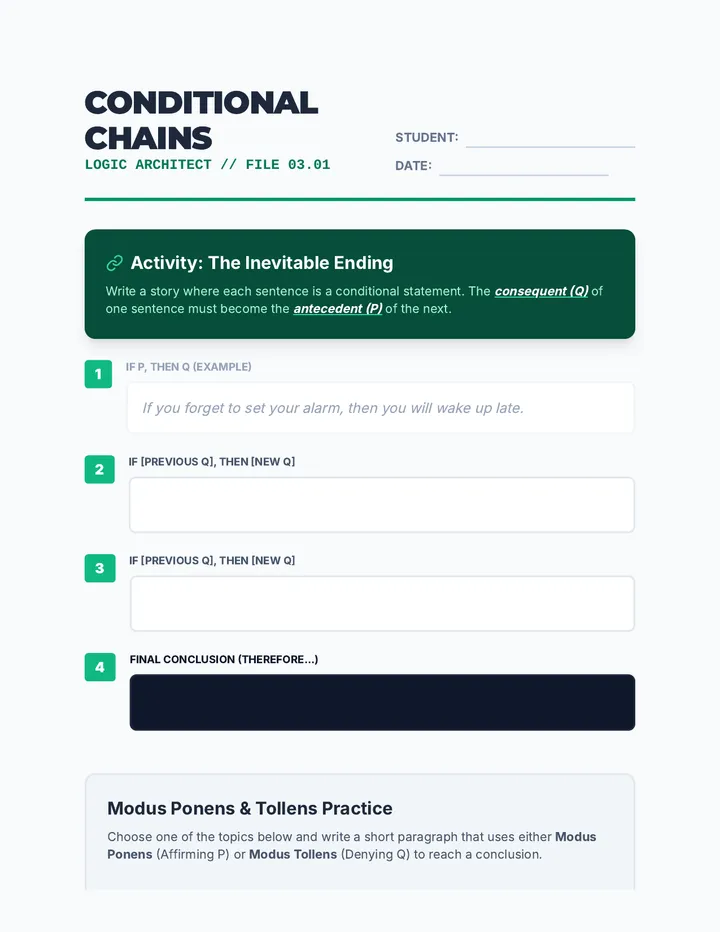 Conditional Chain Worksheet