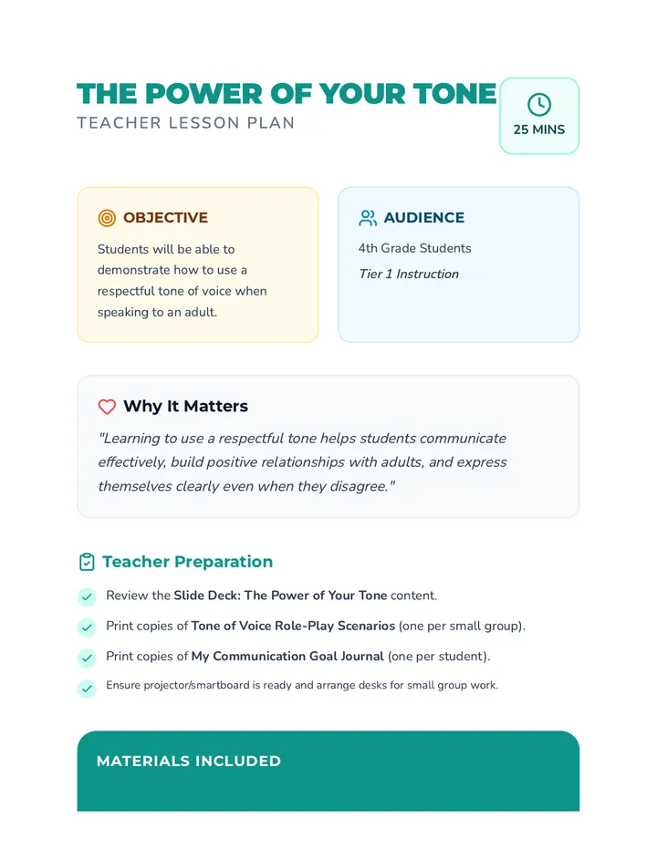 Tone Lesson Plan