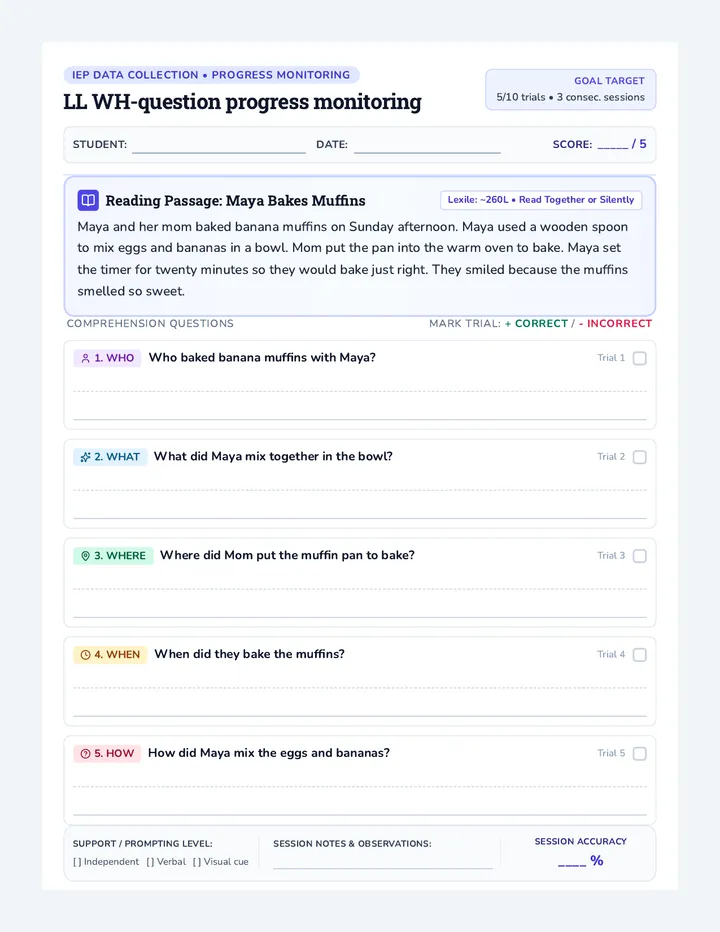 LL WH Progress Monitoring Worksheet