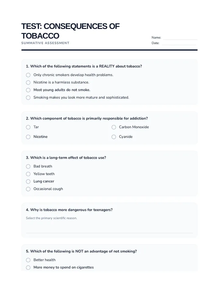 Test Consequences of Tobacco