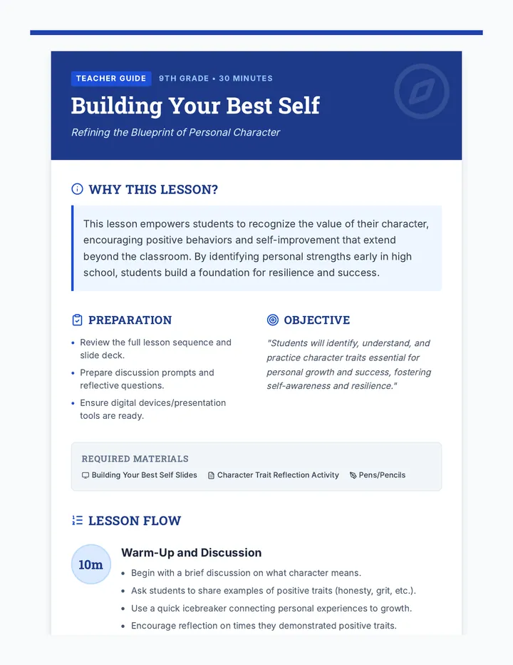 Best Self Lesson Plan