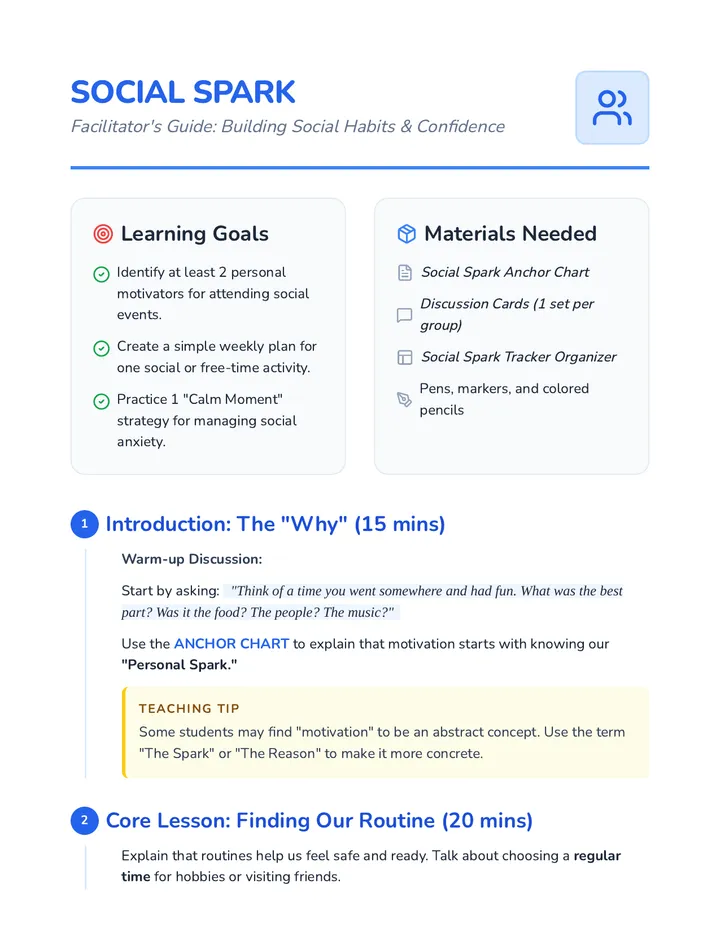 Social Spark Teacher Guide