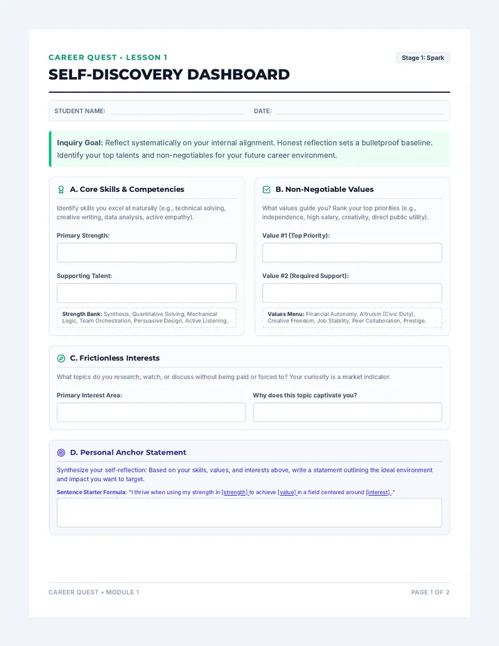 Self Discovery Worksheet