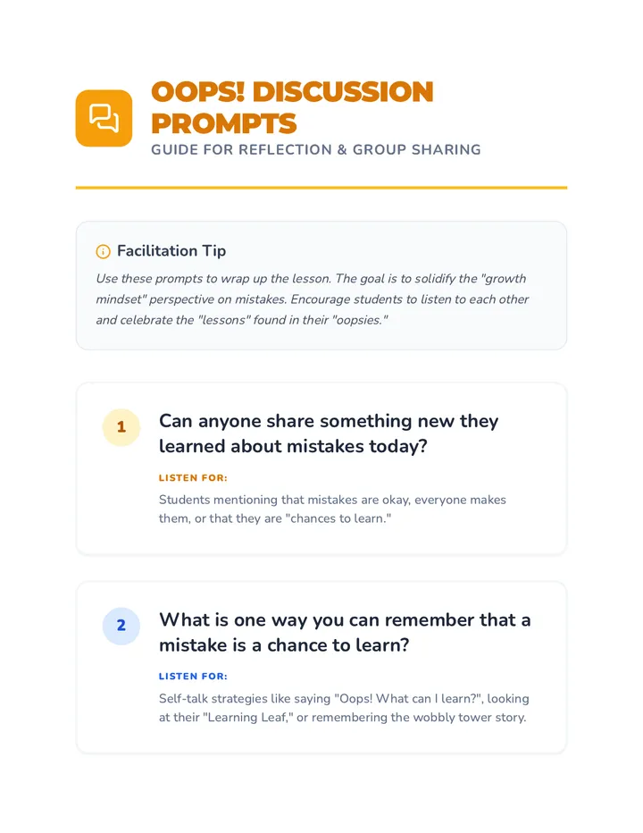 Oops Discussion Prompts Guide