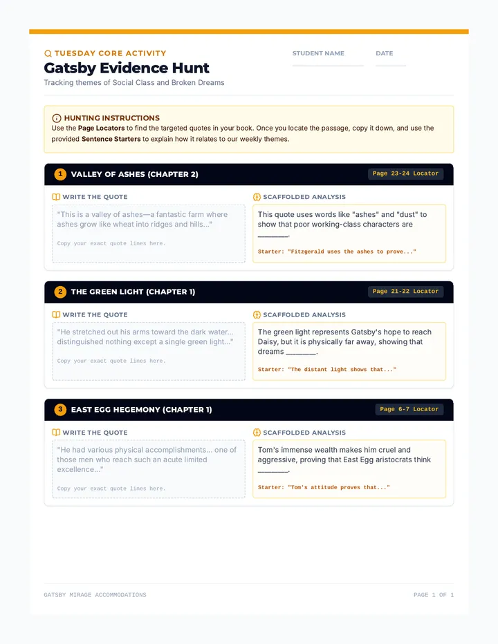 Evidence Hunt Worksheet