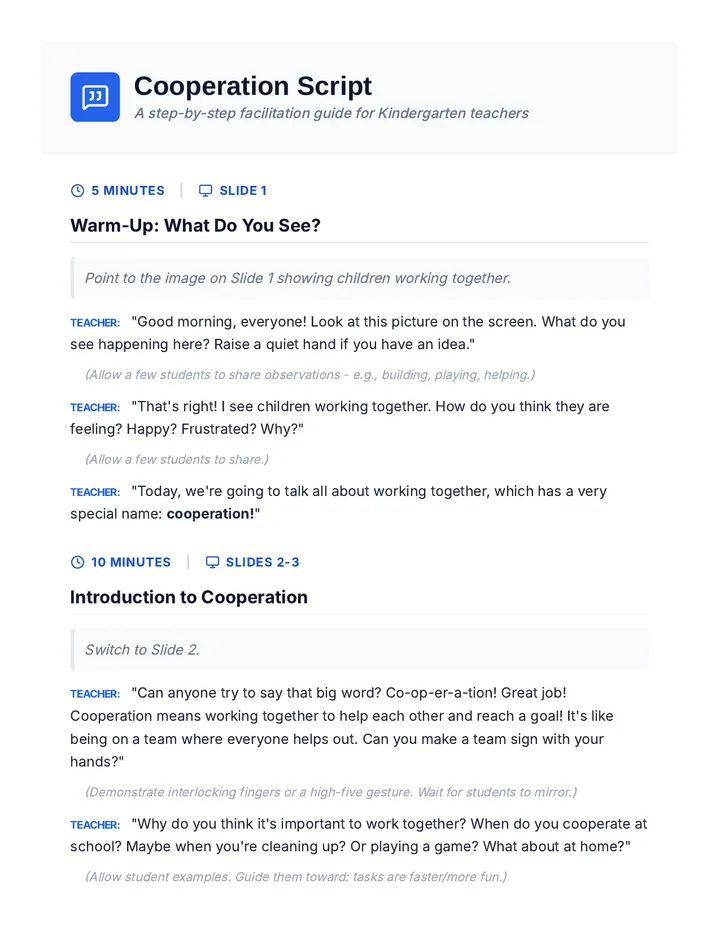 Cooperation Script