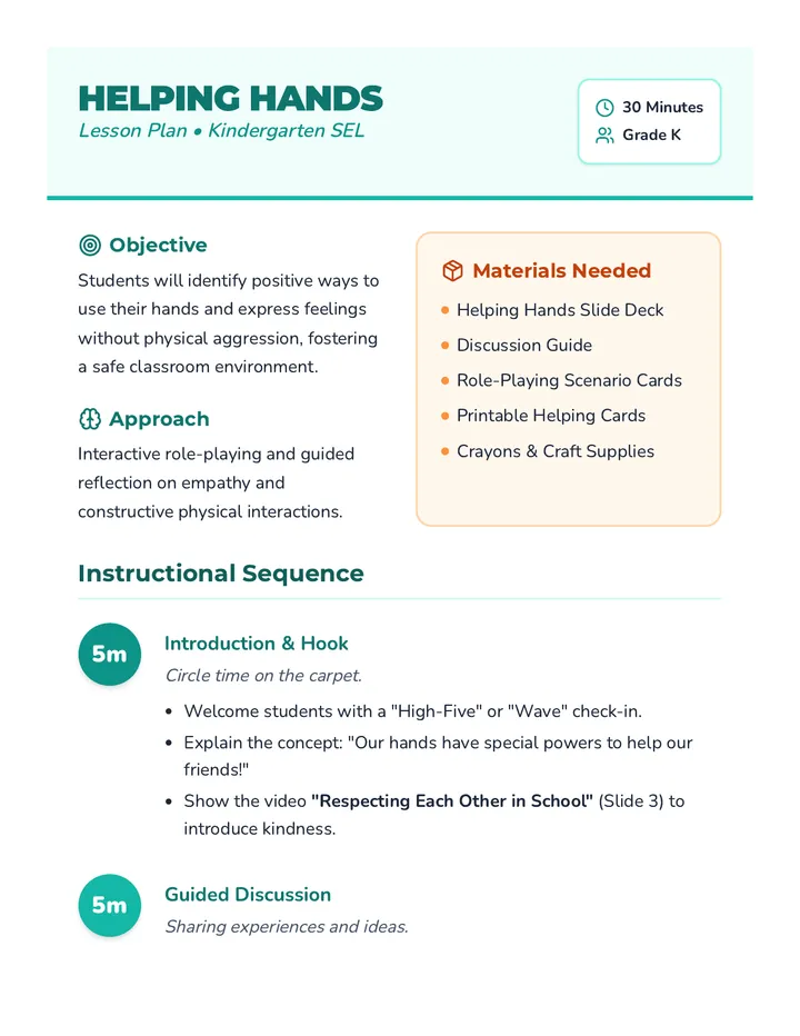 Helping Hands Lesson Plan Guide