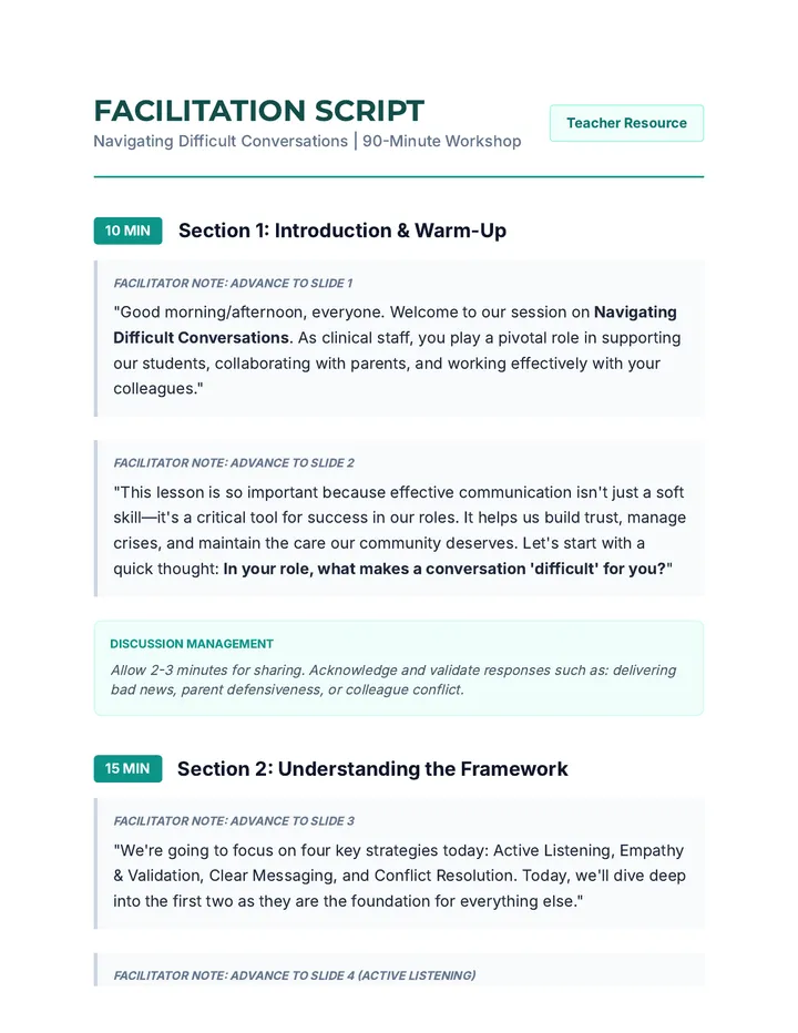 Facilitating Conversations Script