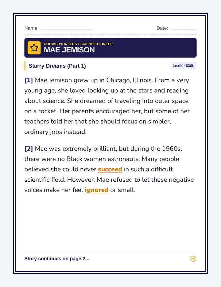Jemison Journey Worksheet