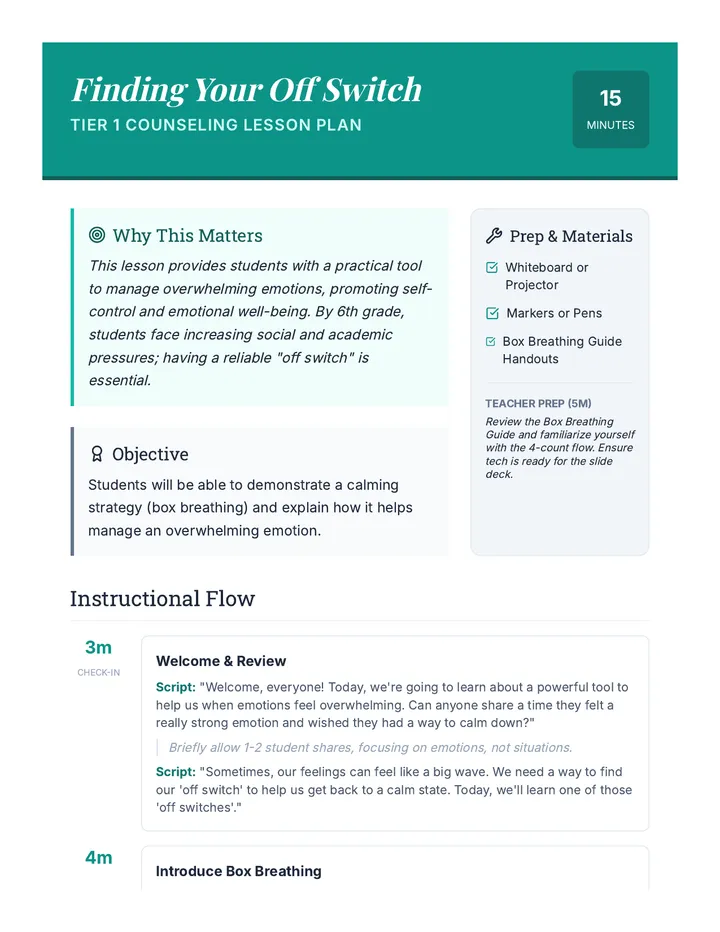 Finding Your Off Switch Lesson Plan