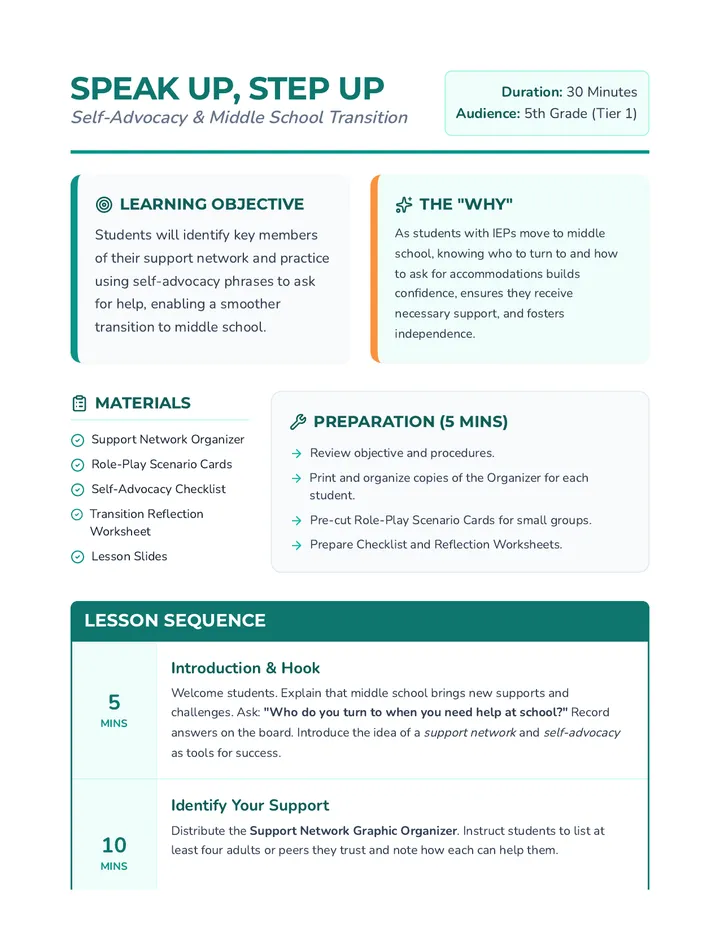 Speak Up Step Up Lesson Plan