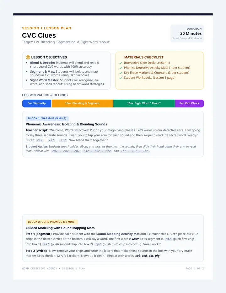 CVC Clues Teacher Guide