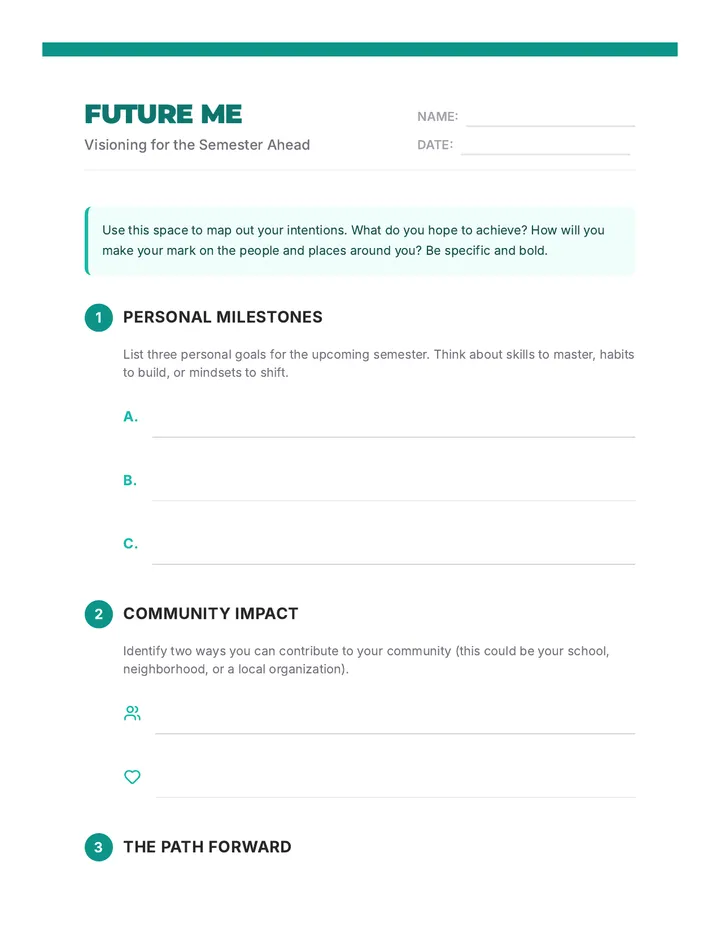 Future Me Worksheet