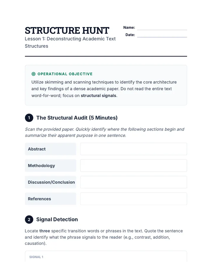 Structure Hunt Worksheet