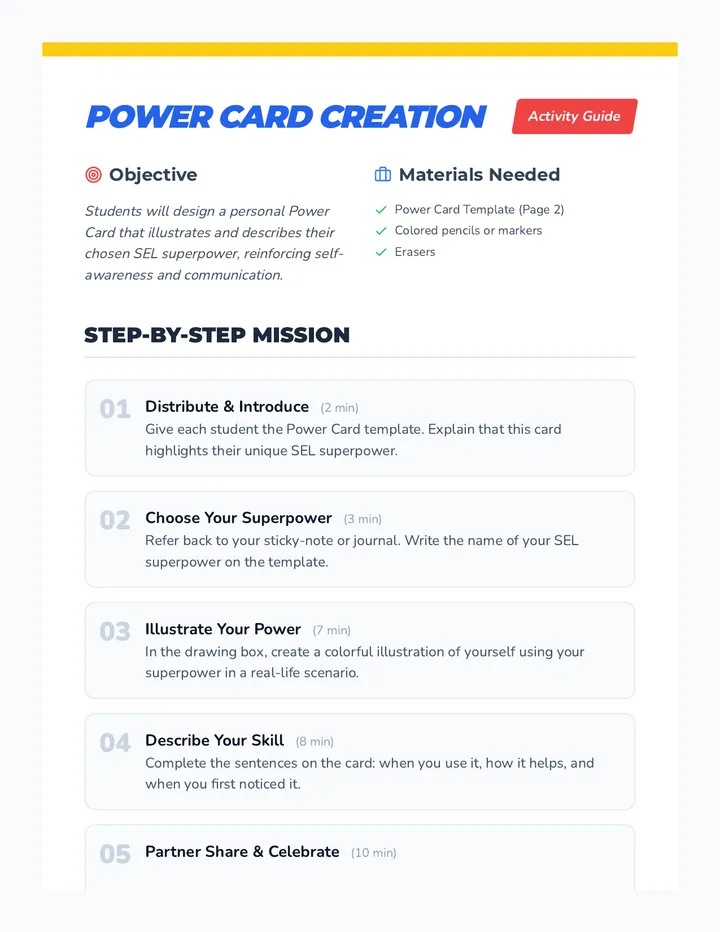 Power Card Creation Activity