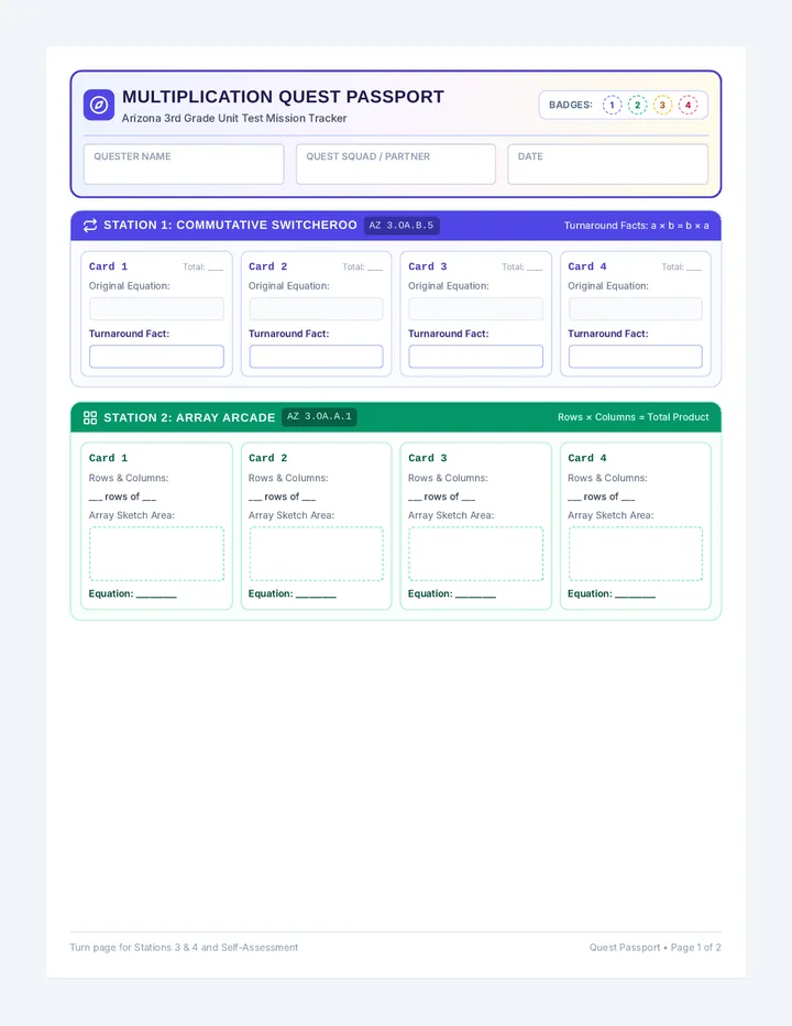 Quest Passport Recording Sheet
