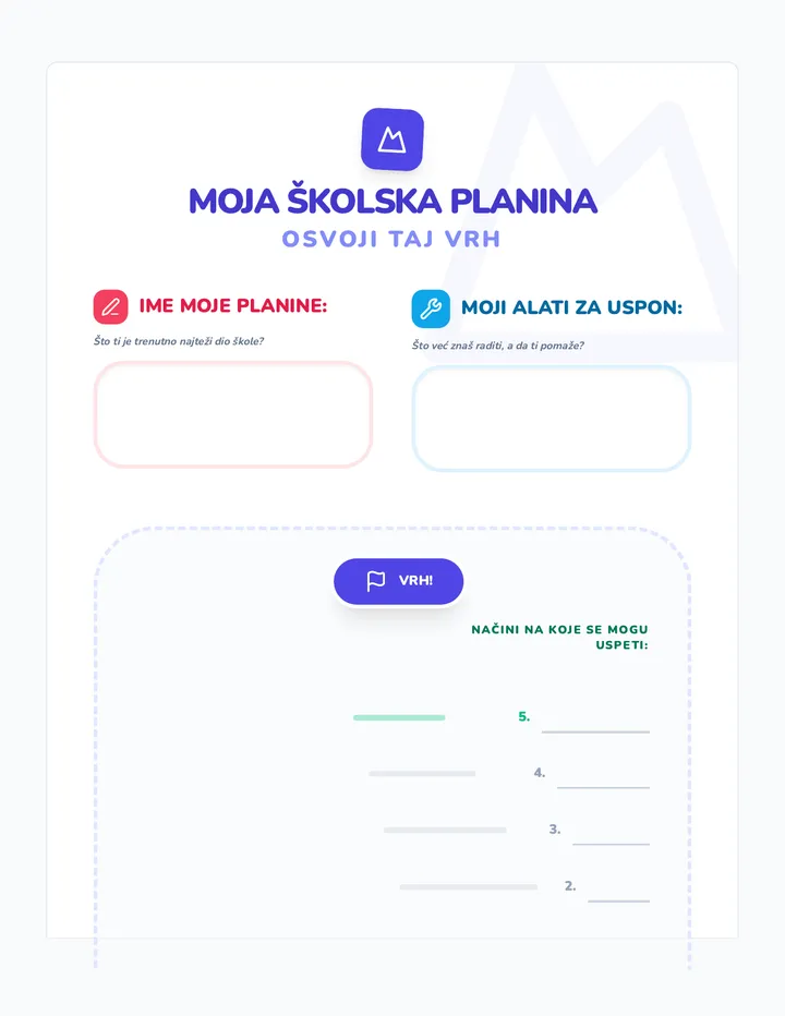 Moja Školska Planina Osvoji Taj Vrh Radni List Rezultat