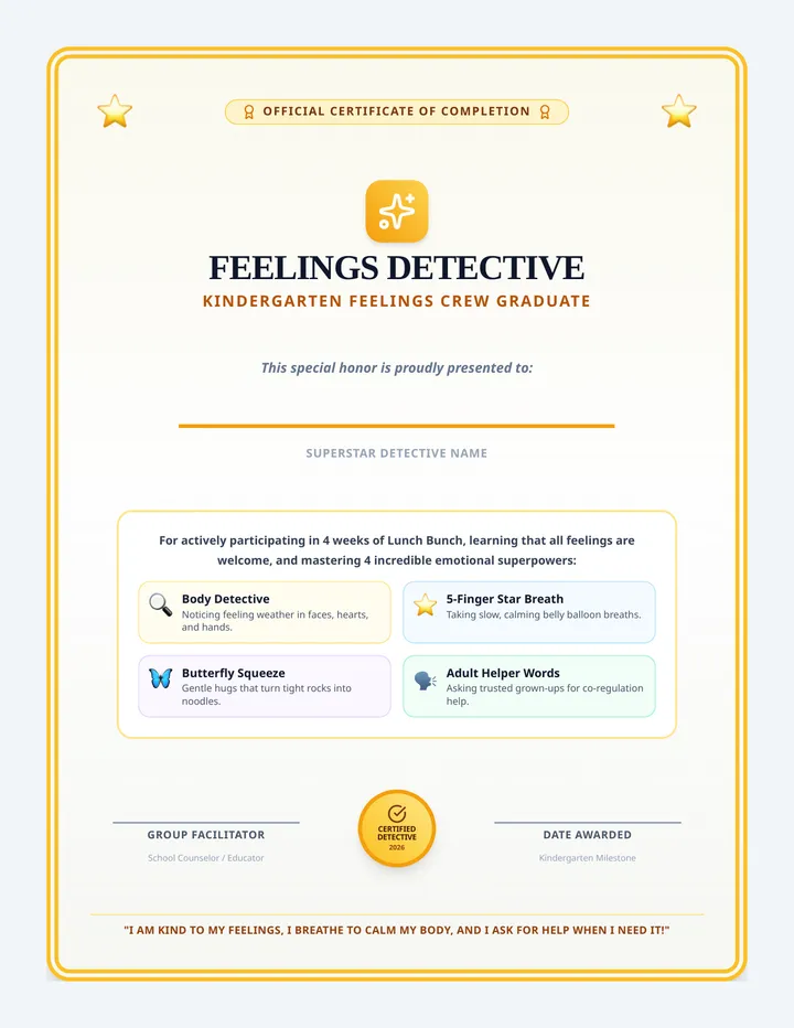 Feelings Detective Graduation Certificate