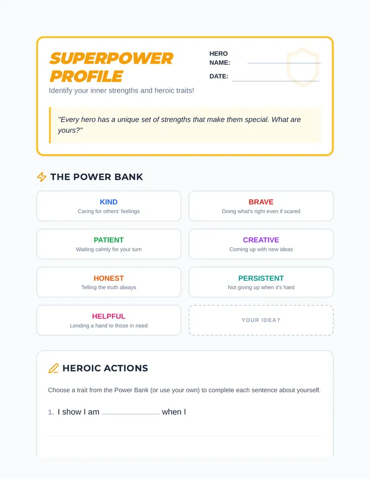 Superpower Profile Worksheet