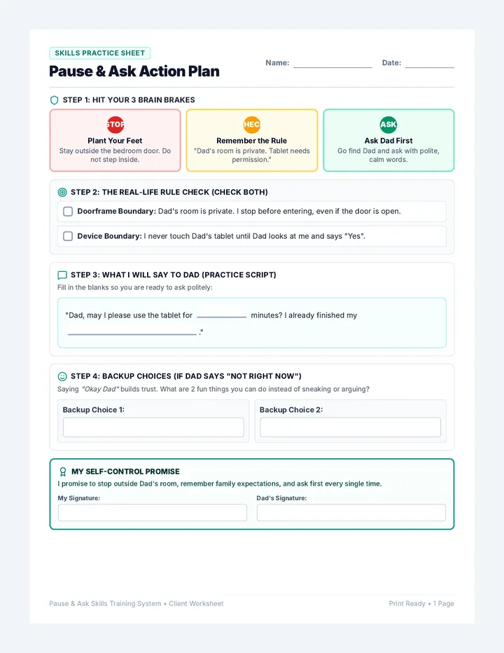 Pause And Ask Client Worksheet