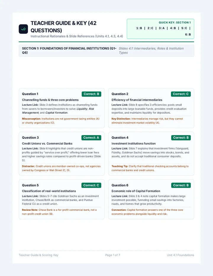 Money Machine Answer Key