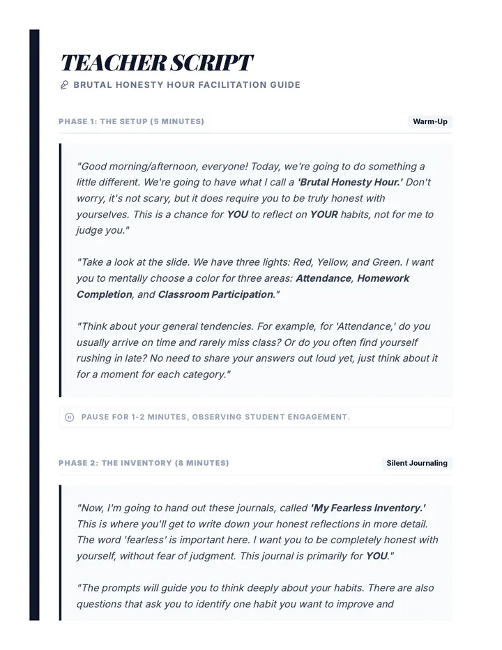 Brutal Honesty Hour Script
