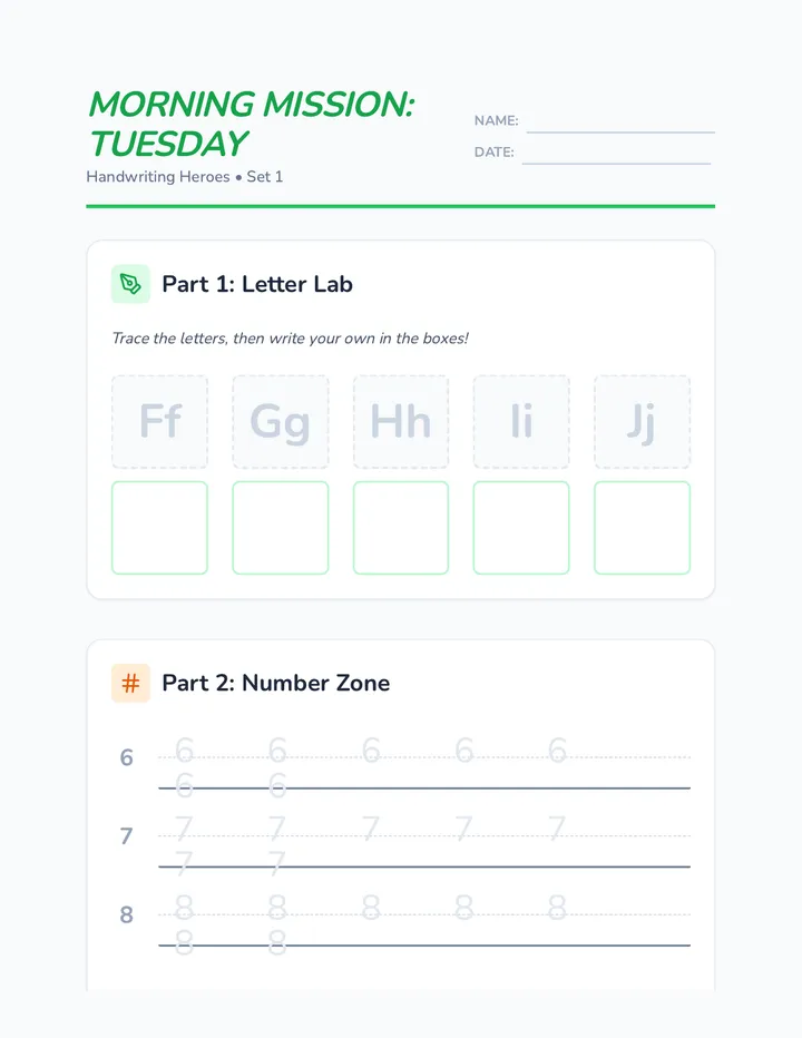 Tuesday Morning Mission Worksheet
