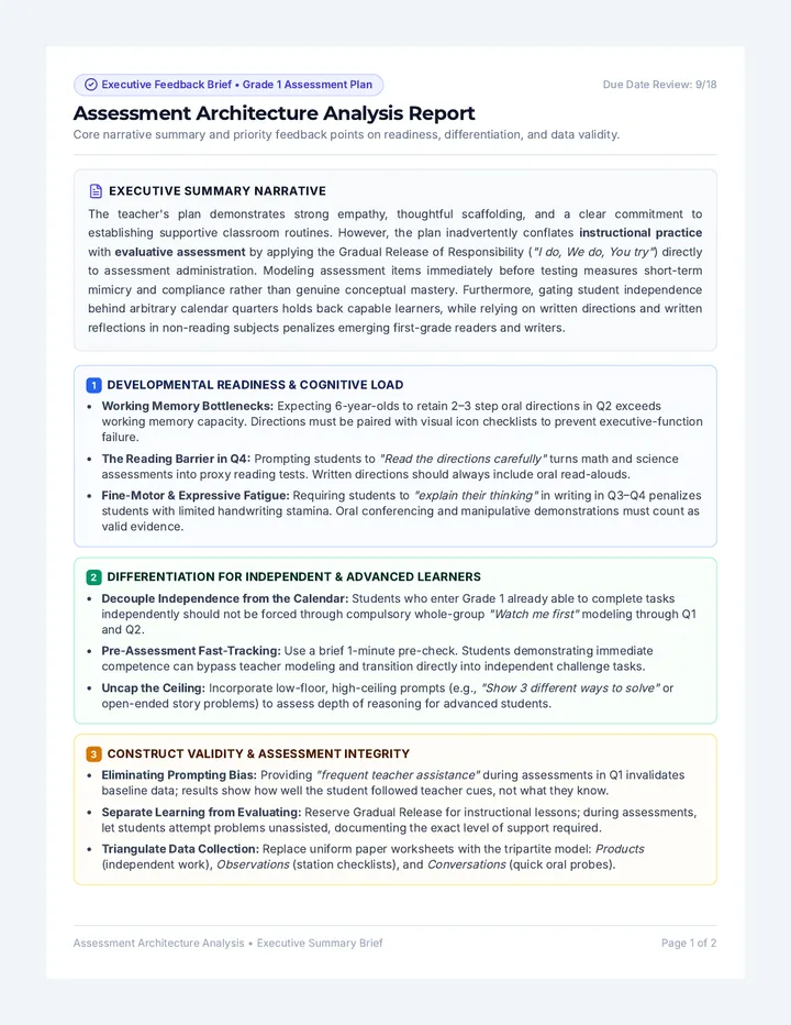 Assessment Architecture Analysis Report