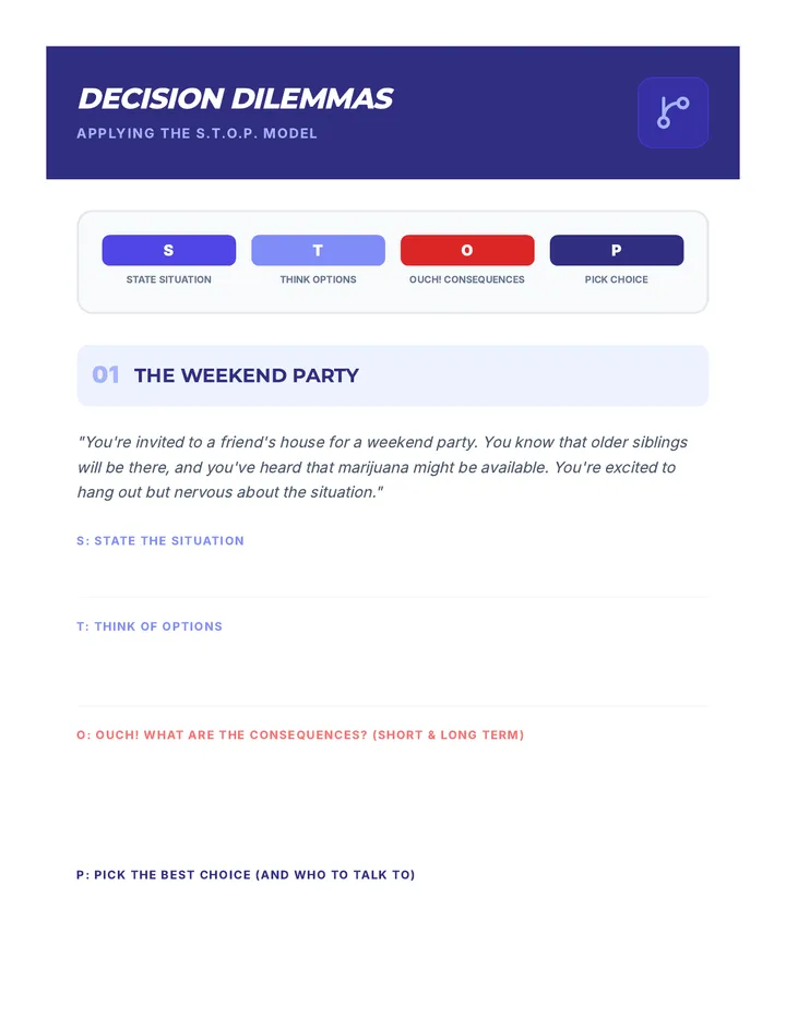 Decision Dilemmas Activity Worksheet