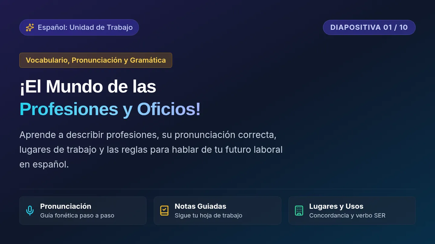 Vocabulario de Profesiones Slides