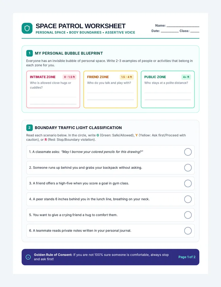 Space Patrol Worksheet