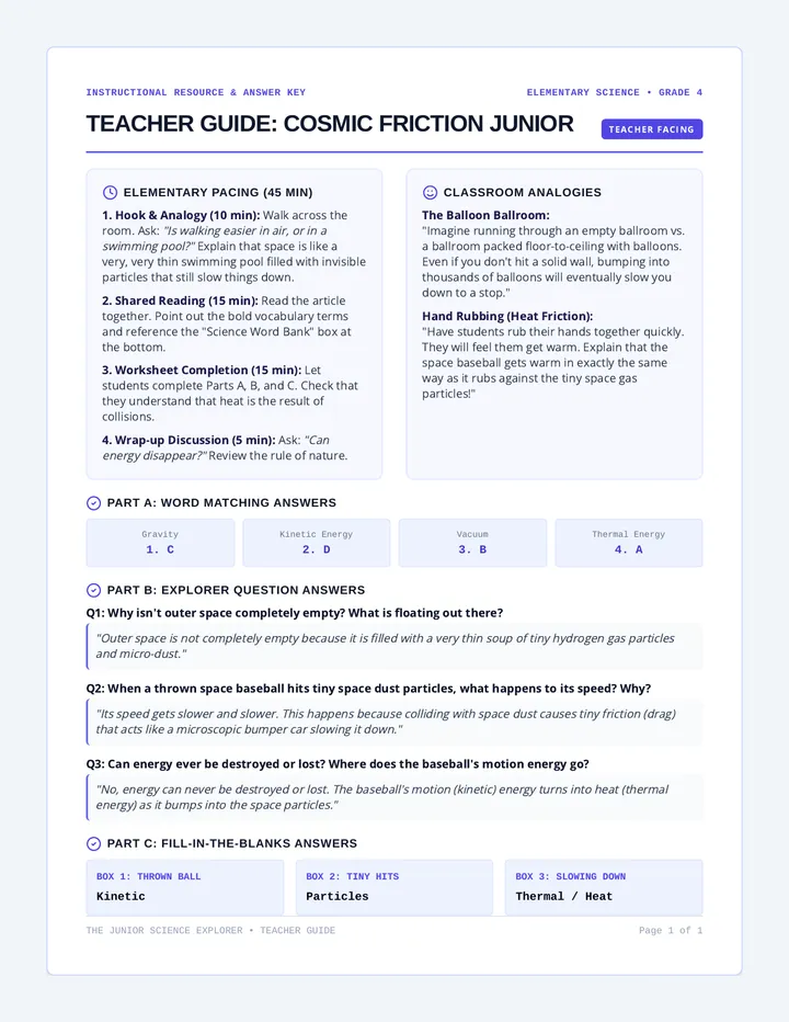 Cosmic Friction Junior Teacher Guide