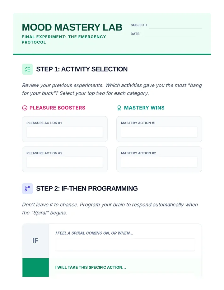 Mood Mastery Plan Worksheet