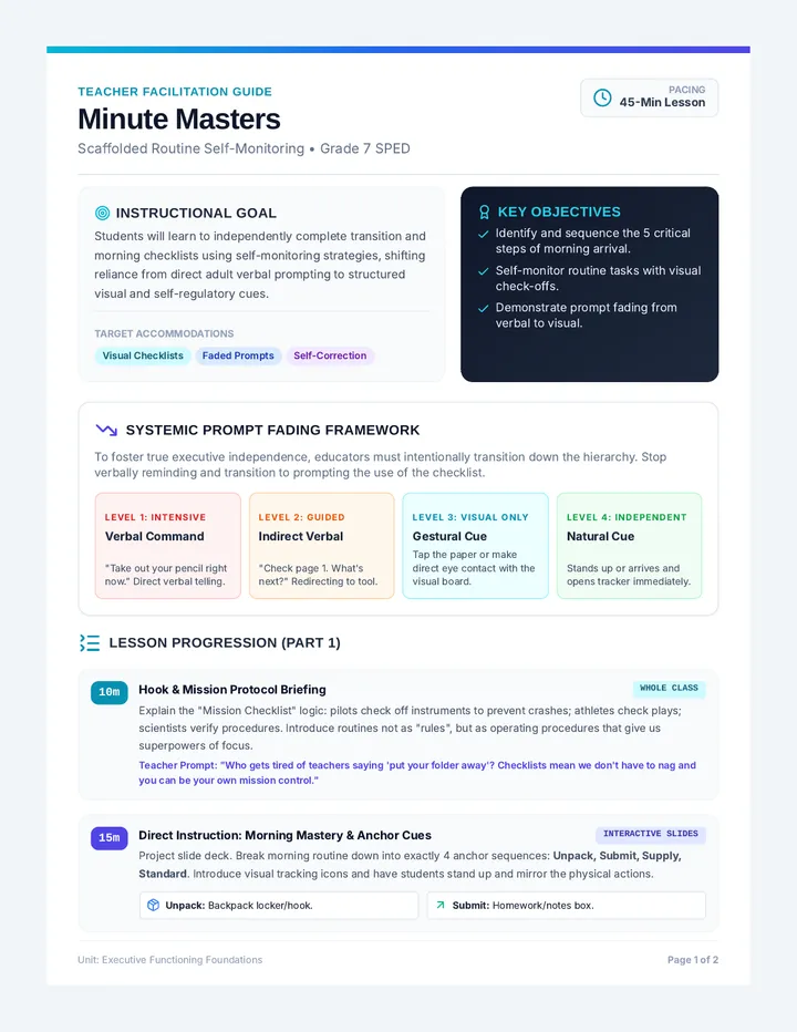 Minute Masters Lesson Plan