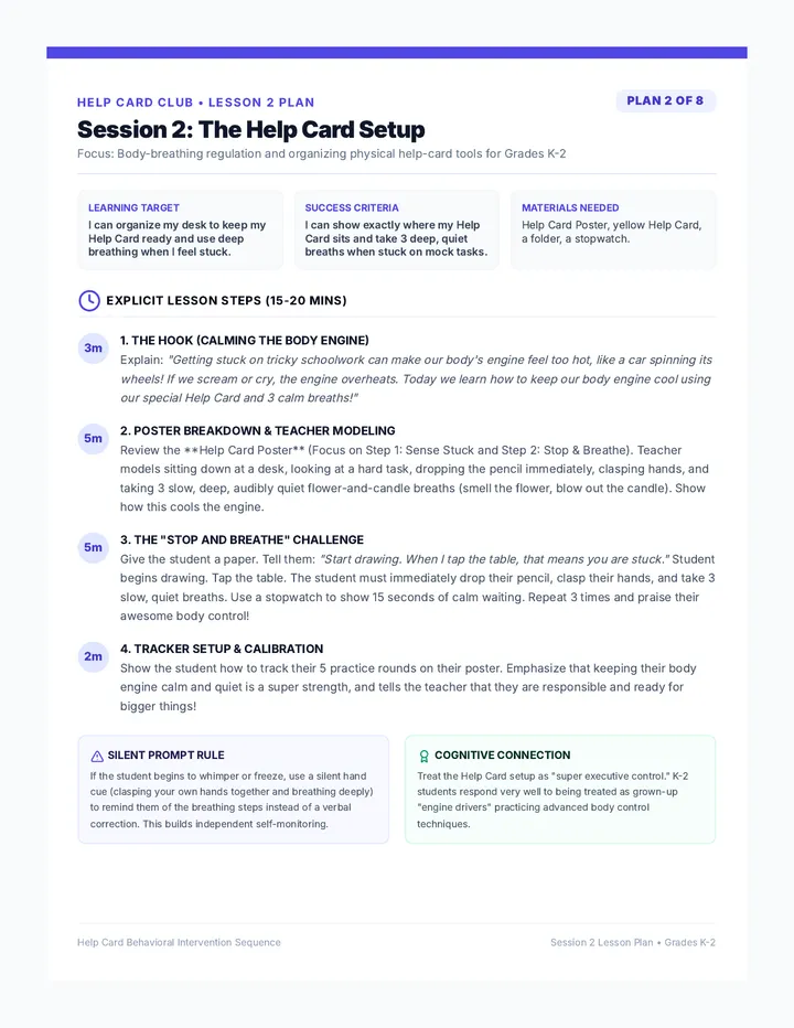 Help Card Setup Lesson Plan
