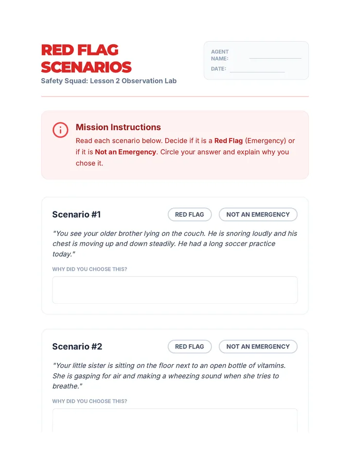 Red Flag Scenarios Worksheet