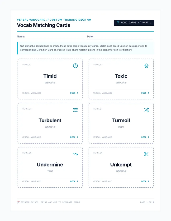 Vocab Matching Cards