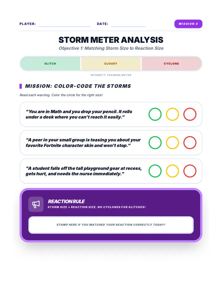 Storm Meter Sorting Worksheet