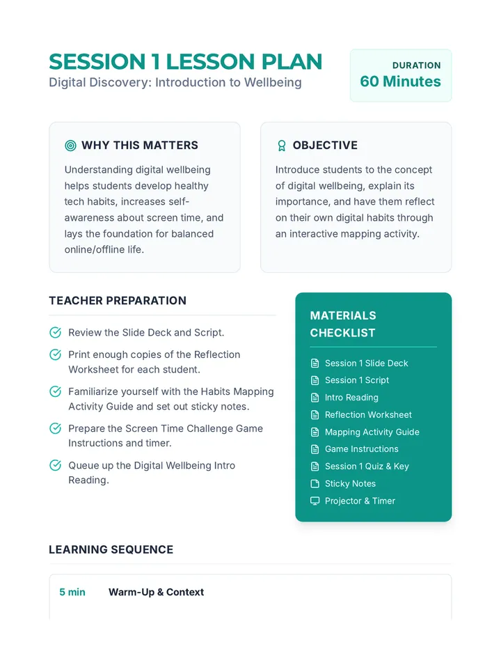 Session 1 Lesson Plan