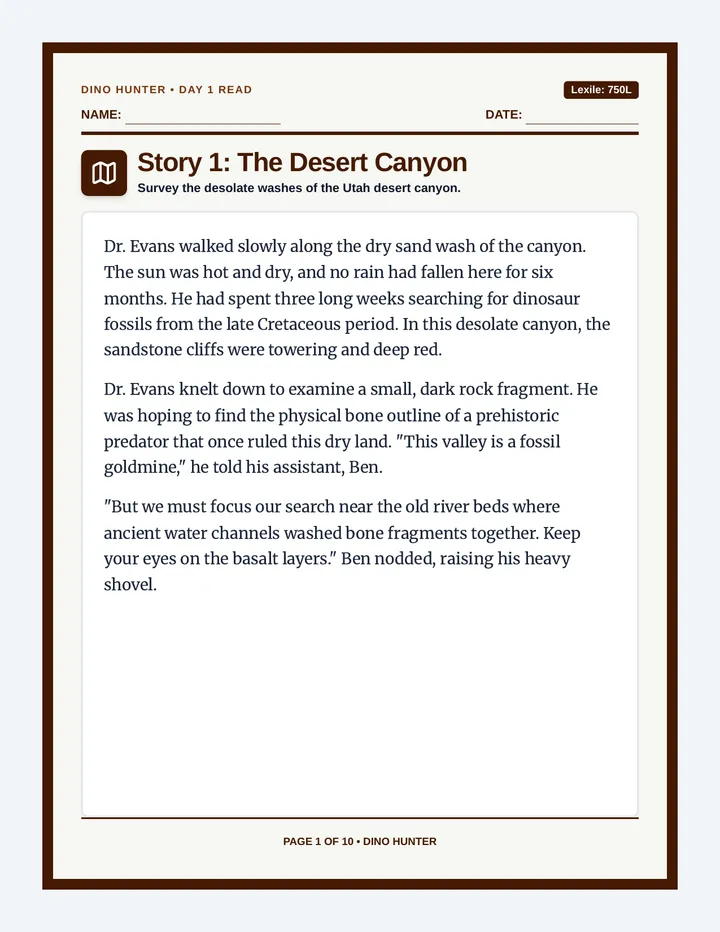Dino Hunter Workbook