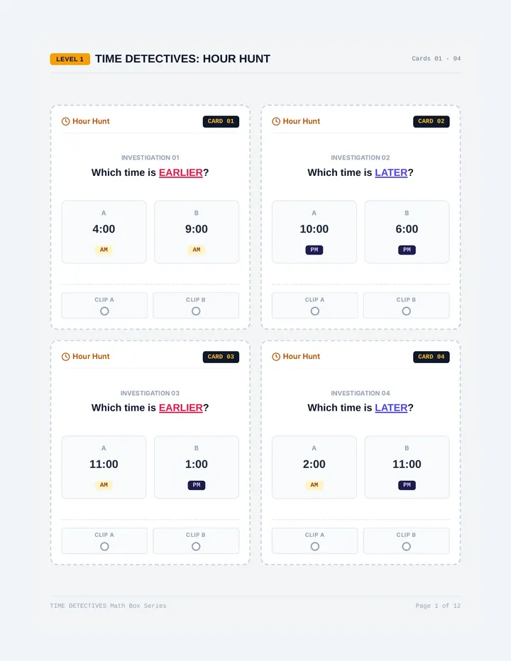 Time Detectives Task Cards