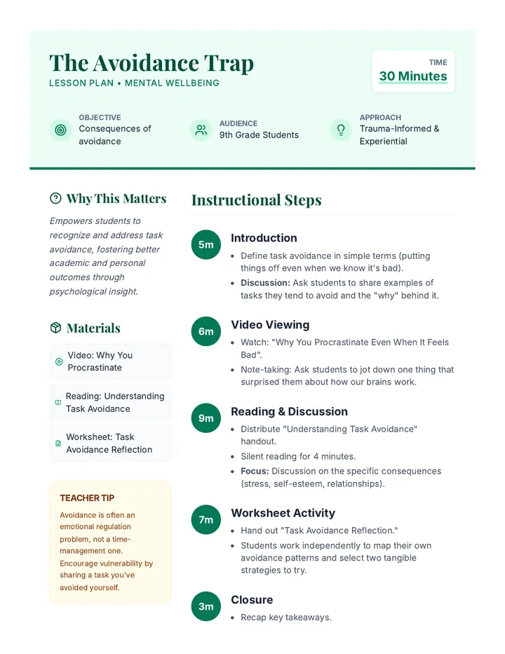 Avoidance Trap Lesson Plan