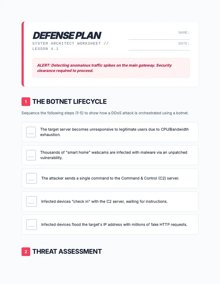Defense Plan Worksheet