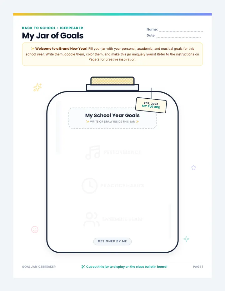 Goal Jar Worksheet