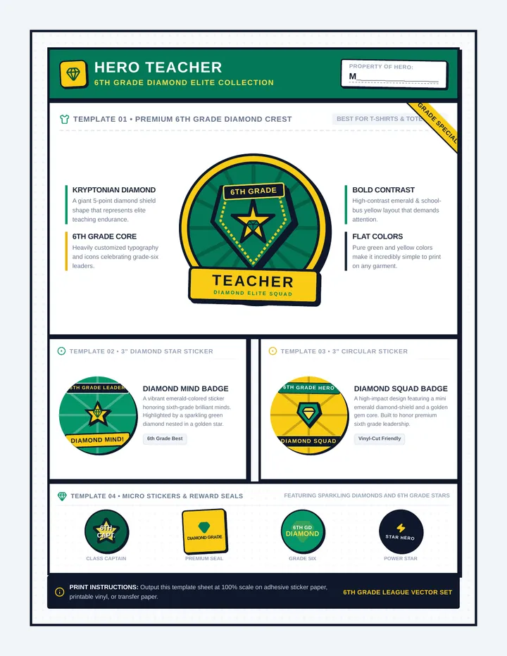 Hero Teacher Badge Sheet