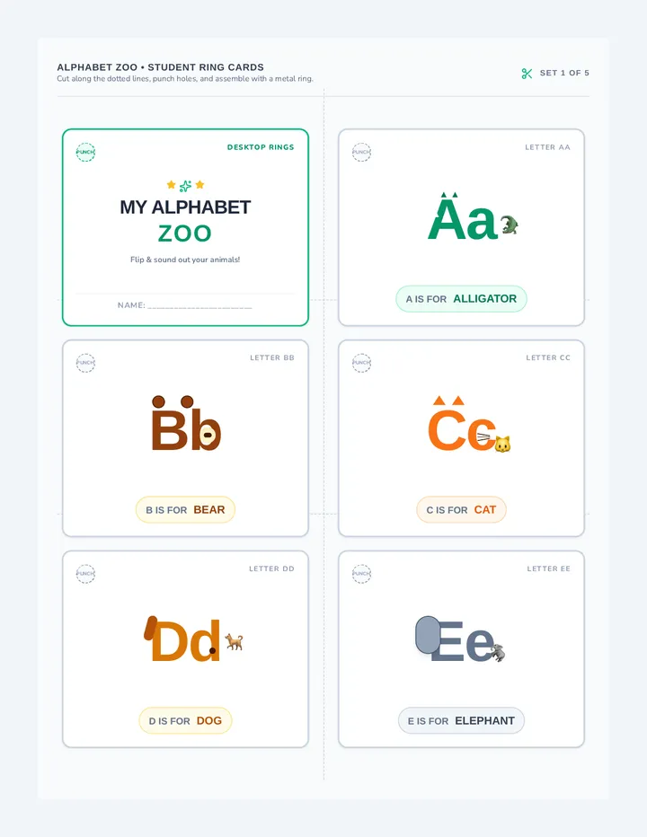 Alphabet Zoo Ring Cards